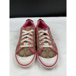 Coach Women's Metallic Pink /Tan Canvas Sneakers/ Shoes Size 7B SKU 4246